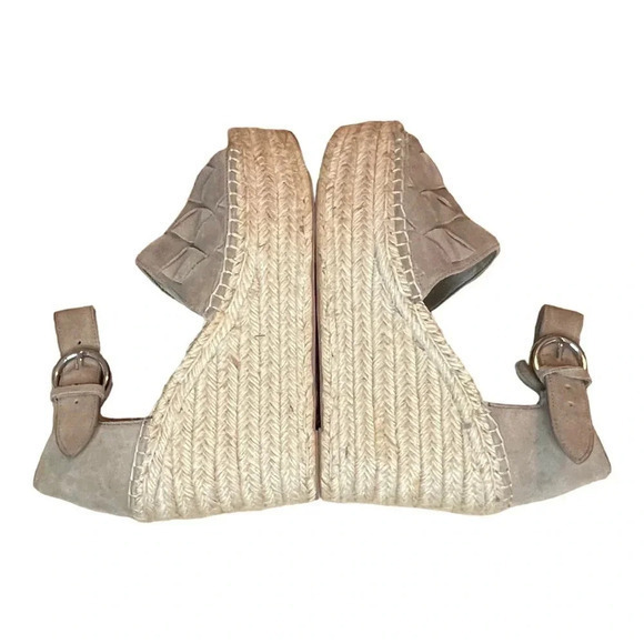 MARC‎ FISHER LTD ADALLA PLATFORM ESPADRILLE WEDGE TAN GRAY SIZE 9.5 - Picture 6 of 11